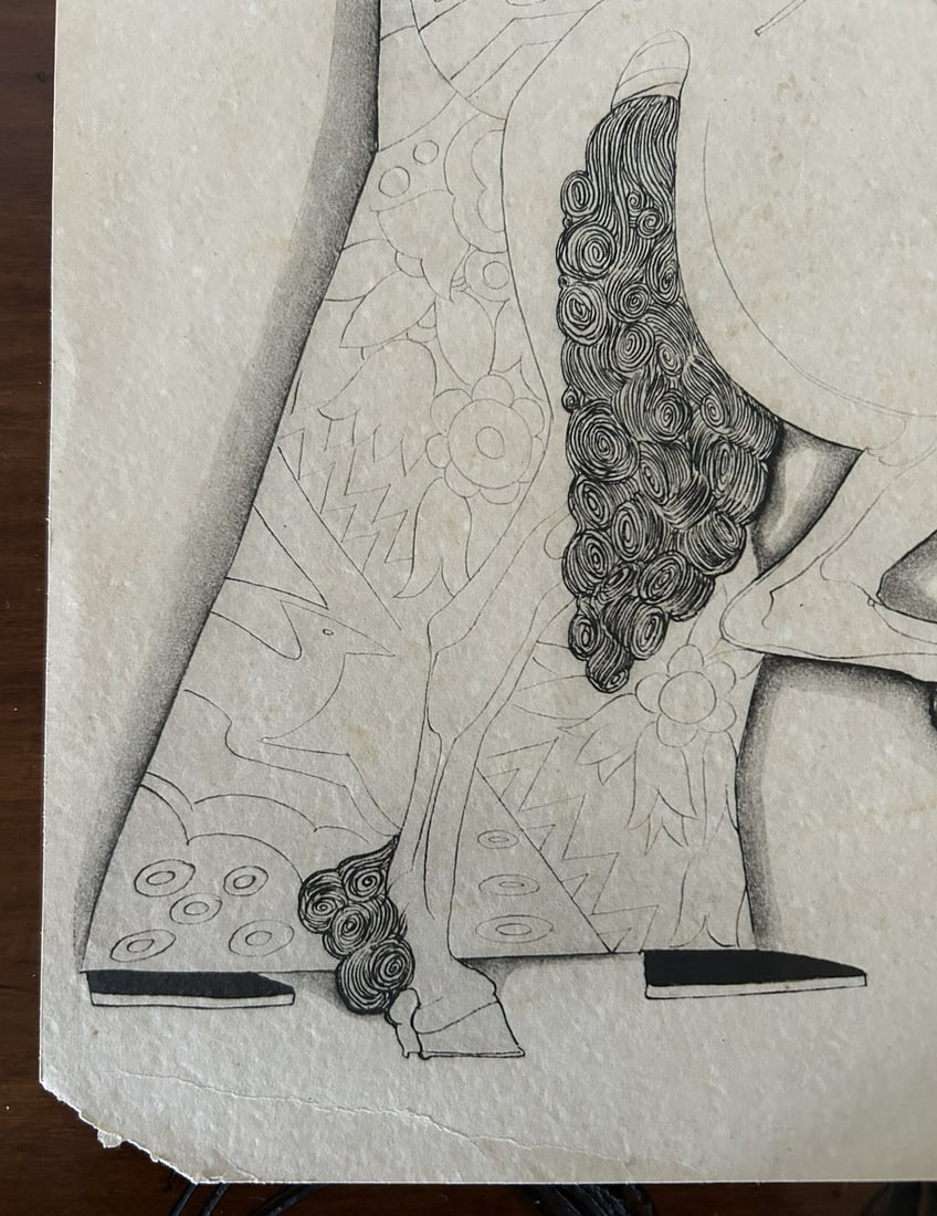 Unknown, Figures, 1900s, Ink Drawing on Paper, Framed - 12