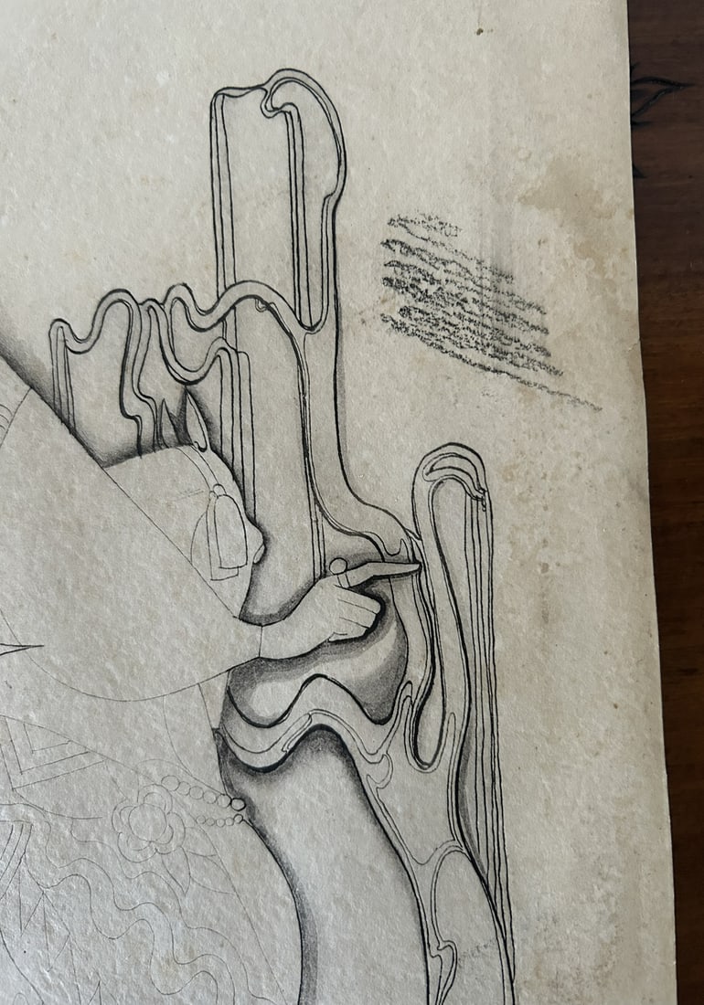 Unknown, Figures, 1900s, Ink Drawing on Paper, Framed - 13