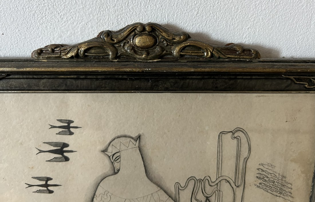 Unknown, Figures, 1900s, Ink Drawing on Paper, Framed - 17