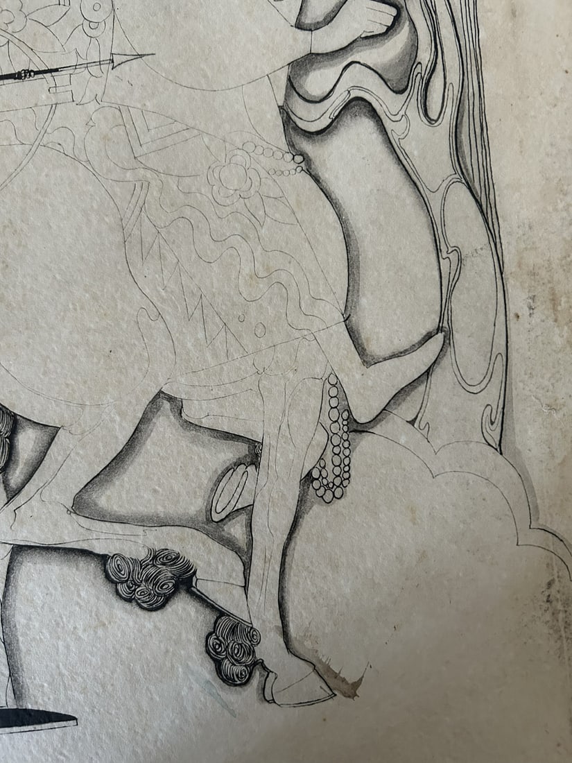 Unknown, Figures, 1900s, Ink Drawing on Paper, Framed - 9