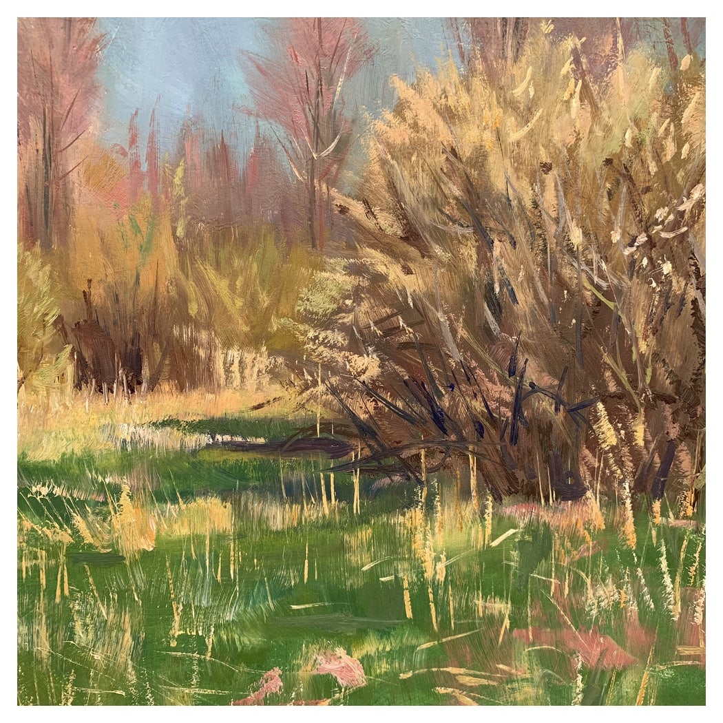 Tony Reniers, Landscape, 1987, Oil on Panel: Very nice oil on panel by the Belgian painter tony reniers (1923-2013) titled on the back "à neerpelt" and dated 1987. Signed and dated lower left. Name of the work, date, dimensions and official