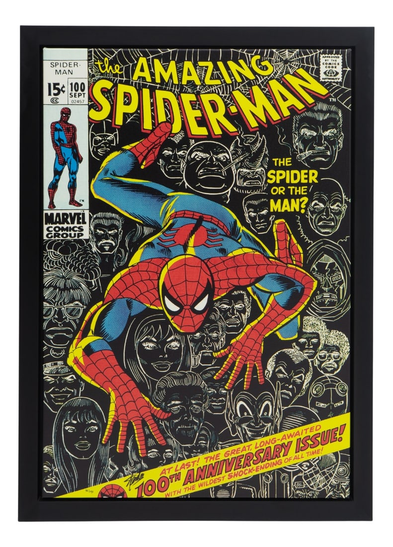 #100, Limited Edition, Signed and Numbered, Stan Lee: The Amazing Spider Man #75 Death Without a Warning:A limited edition boxed canvas, signed and numbered by Marvel Comics legend Stan Lee.Excellent investment value.Unframed size69.9cm x 101.6cm