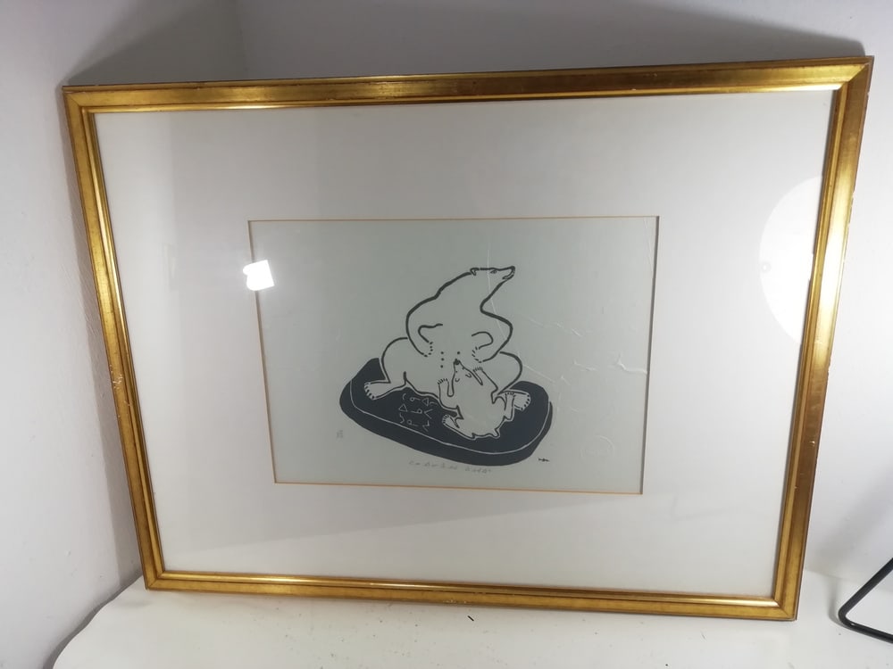 Lucassie Qumaluk, Motherhood, Woodcut, 1970s - 2