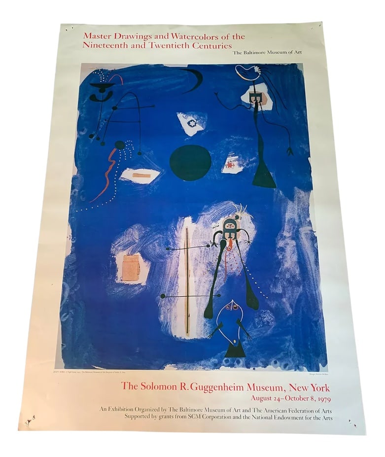 Vintage Joan Miro Museum Poster, 1979: Affiche offset de Joan Miro (Barcelone 1893-Palma 1983). The Solomon R.Gumggenheim Museum, New-YORK AOût-Octer Country of Manufacture: United States Design Period: 1970 to 1979 Production