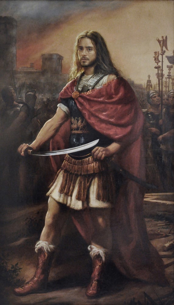 Maxmilian Ciccone, Alexander the Great, Oil, Framed: Maxmilian Ciccone's paintings reflect the artist's marked sensitivity which allows him to penetrate the subject represented in a realistic way that reaches an instant and poetic dimension.'Alexander