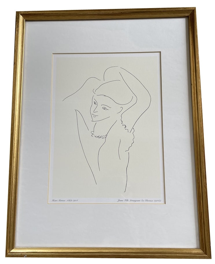 Matisse, Young Girl Arranging Her Hair, Lithograph: Lithograph by Henri Matisse "young girl arranging her hair" 1934.Presented in a pretty gilded wooden frame. Design Period: 1920 to 1949 Production Period: 1930 to 1939 Additional Condition Information