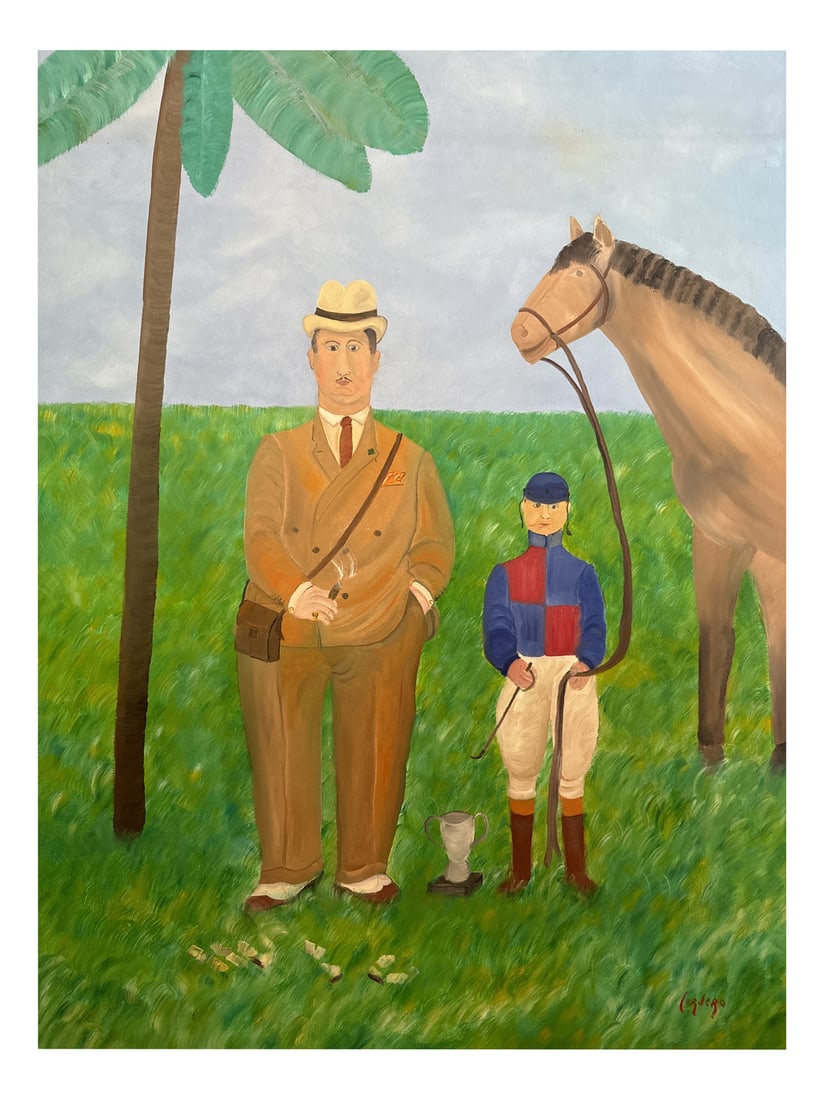 Horacio Sosa Cordero, El Ganador, 1981, Oil on Canvas: Horacio Sosa Cordero is a great painter, a very close friend of Francis Bacon with whom he shared his painter's studio in New York and Monaco. Some of his works have exceeded $350,000. Country of Manu