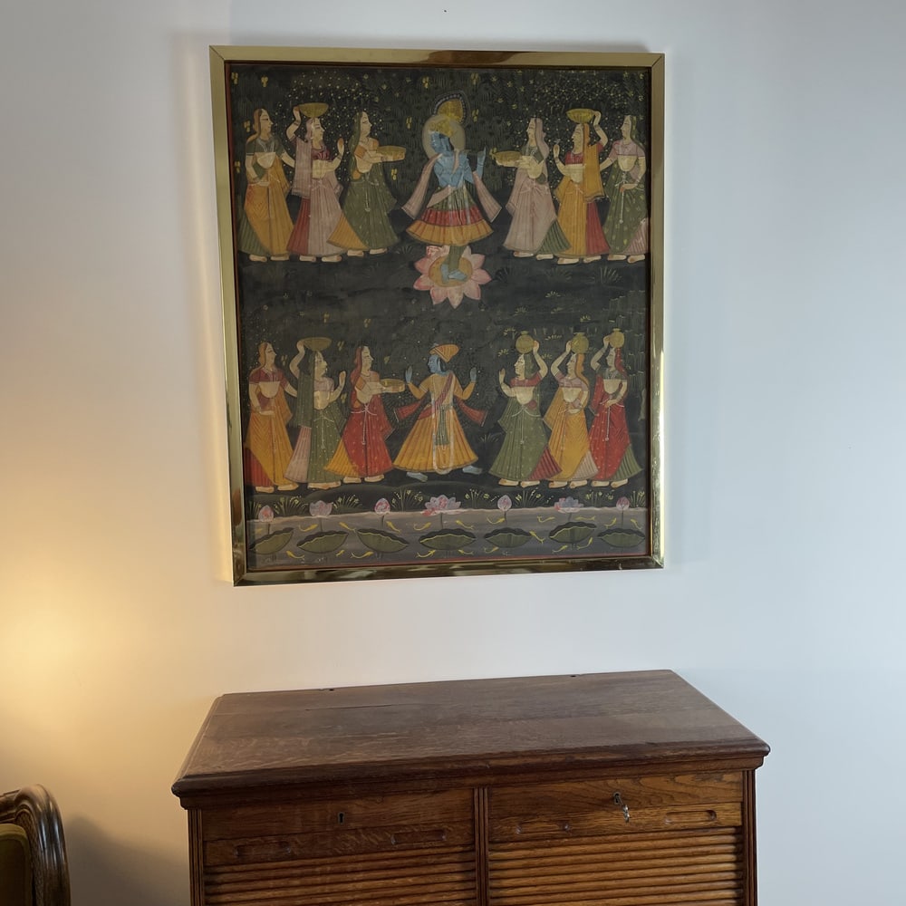 Indian Artist, Tapestry Dancers, 1900s, Oil, Framed - 4