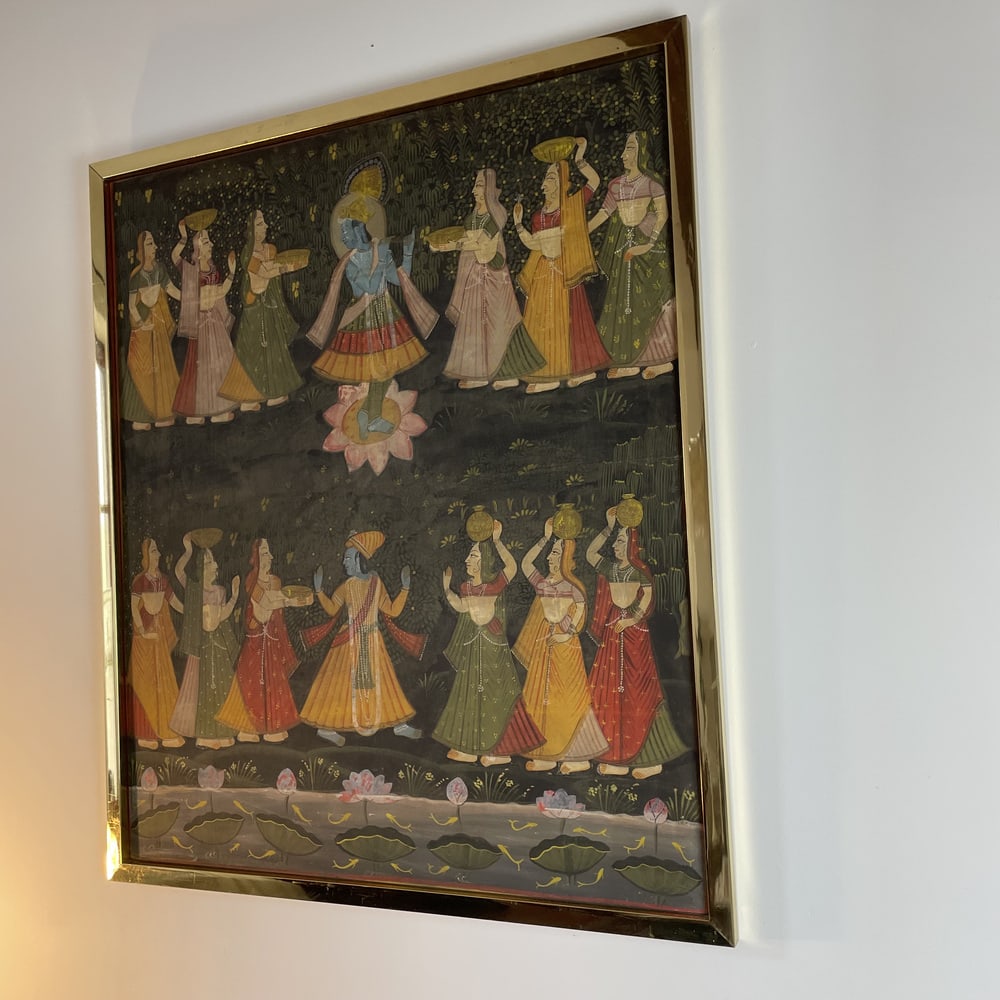 Indian Artist, Tapestry Dancers, 1900s, Oil, Framed - 5