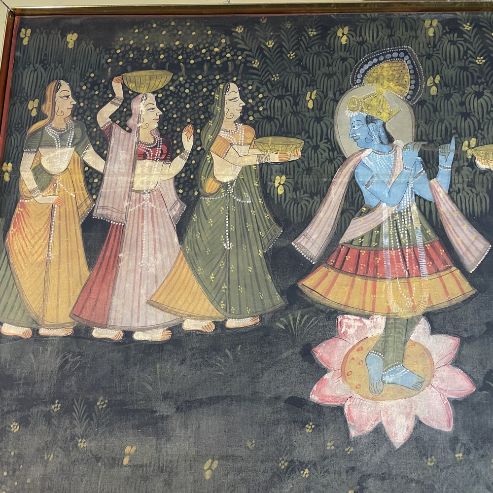 Indian Artist, Tapestry Dancers, 1900s, Oil, Framed - 9