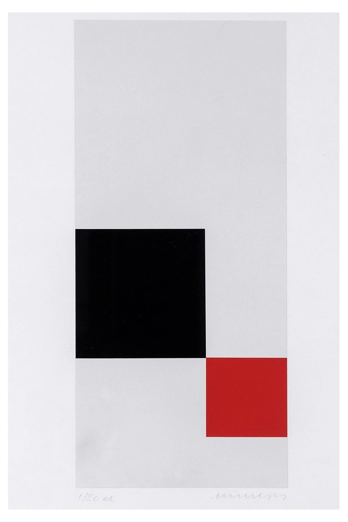Jo Niemeyer, Composition in Red, Black and White: Beautiful silkscreen print numbered 1/20 and signed serigraph by constructivist artist Jo Niemeyer, 1980s. Framed. Country of Manufacture: Germany Design Period: 1980 to 1989 Production Period: