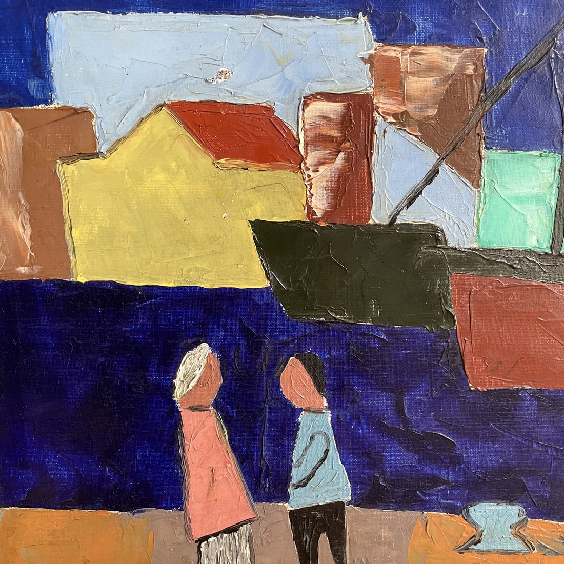 View of the Port, 1967, Oil on Canvas, Framed - 5