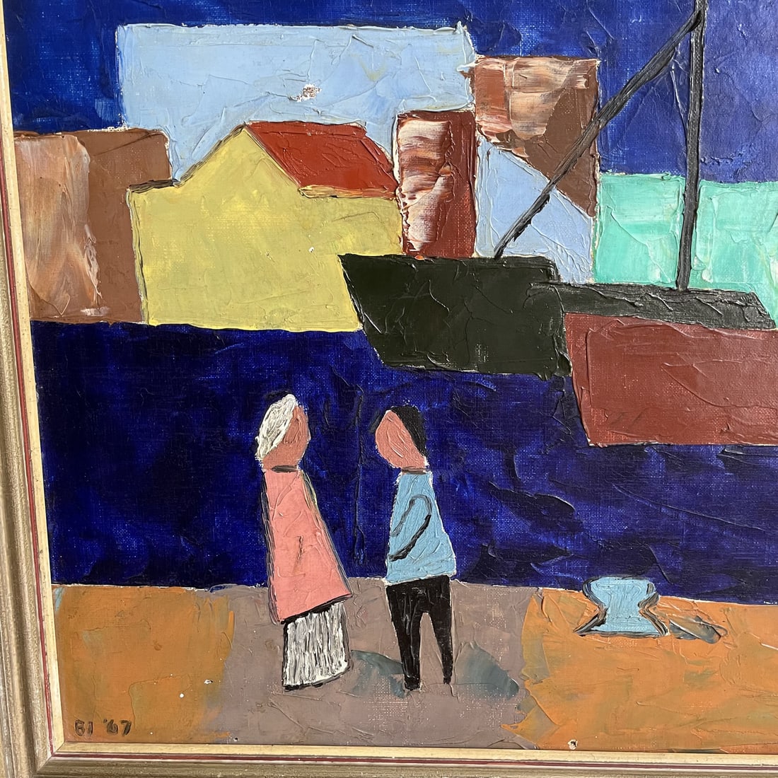 View of the Port, 1967, Oil on Canvas, Framed - 6