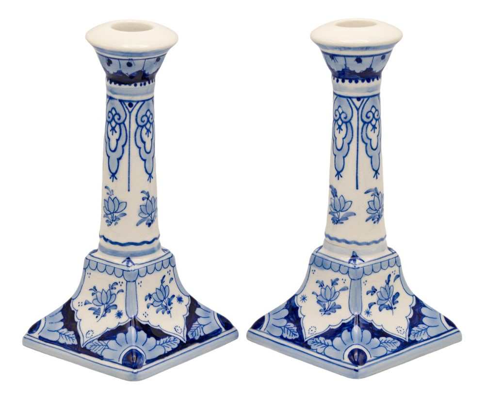 Hand-Painted Candlesticks from Royal Delft, Set of 2 (1 of 8)