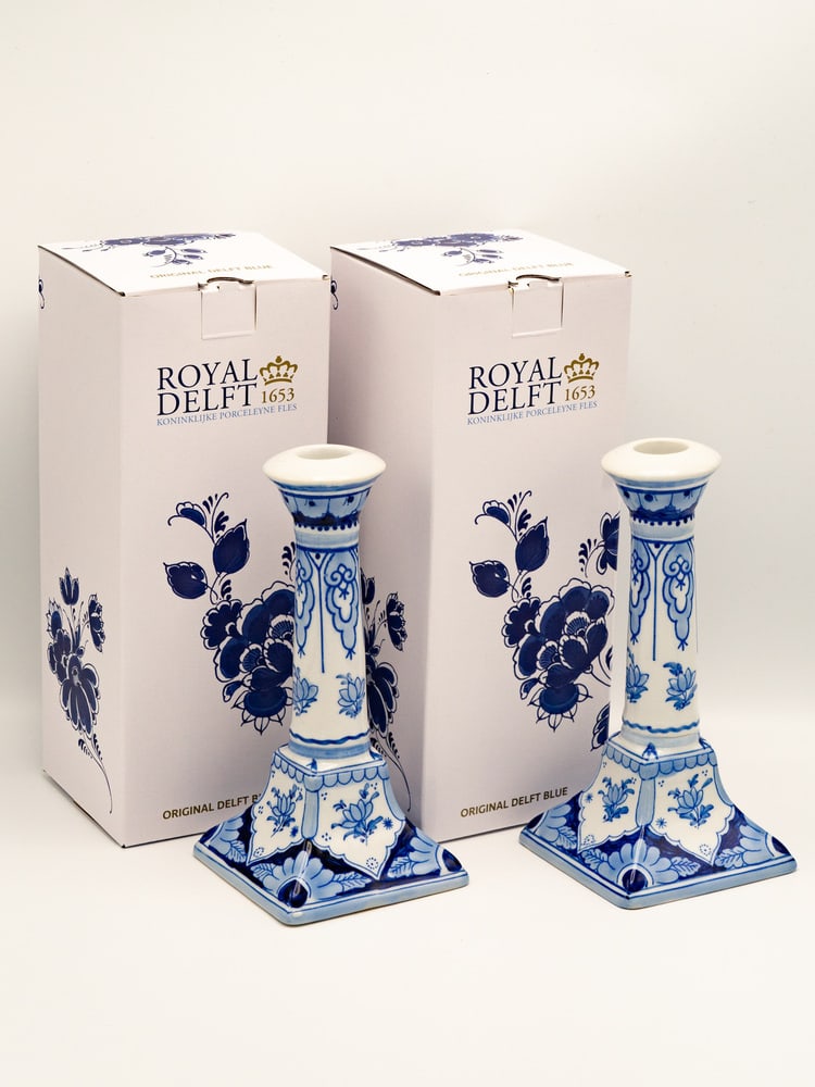 Hand-Painted Candlesticks from Royal Delft, Set of 2 - 2
