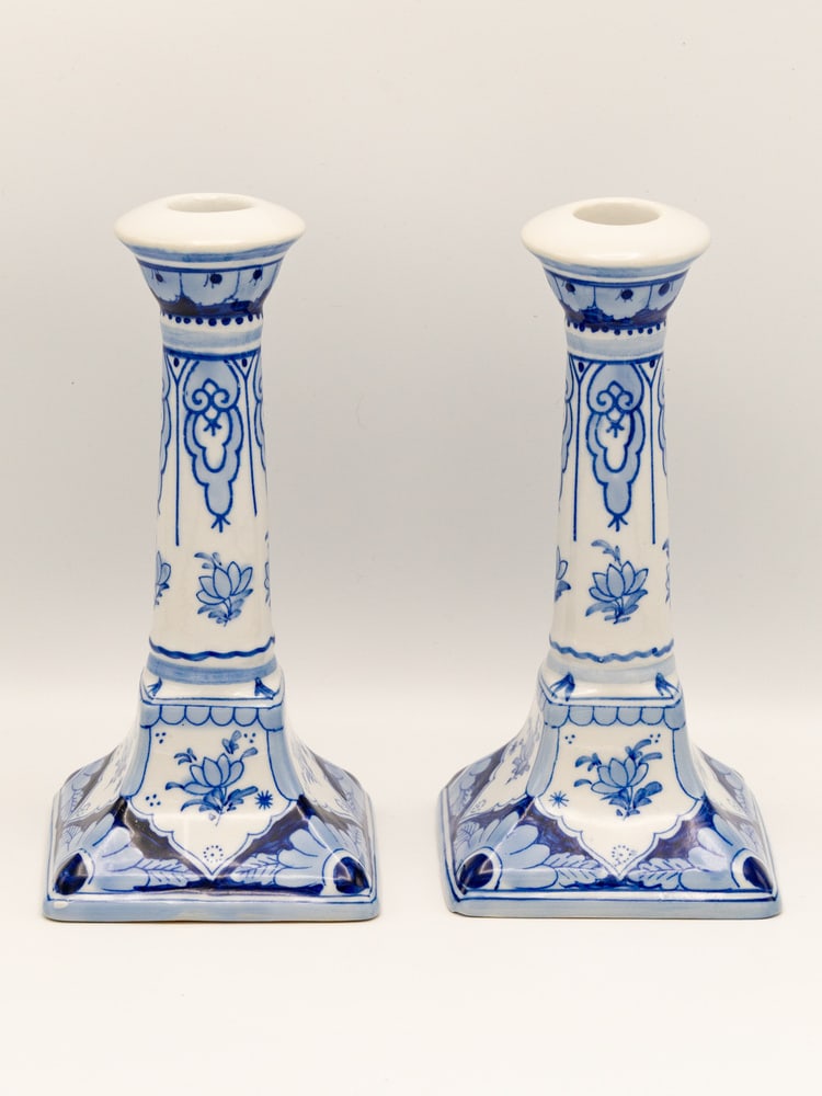Hand-Painted Candlesticks from Royal Delft, Set of 2 - 3