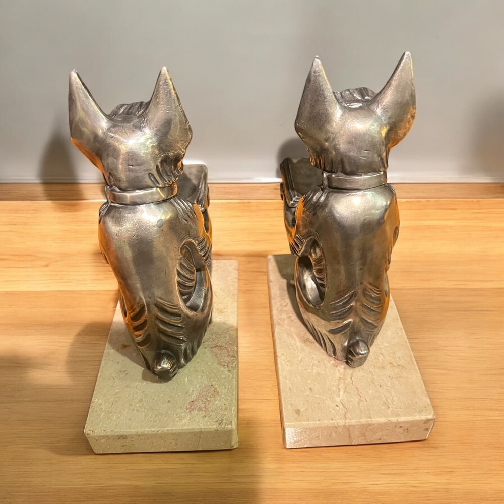 Art Deco Silver Pewter Bookends, 1930s, Set of 2 - 3