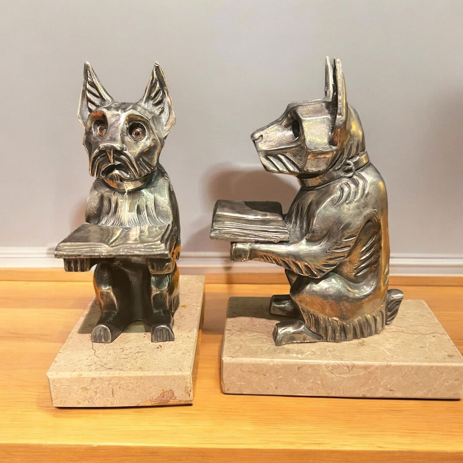 Art Deco Silver Pewter Bookends, 1930s, Set of 2 - 4