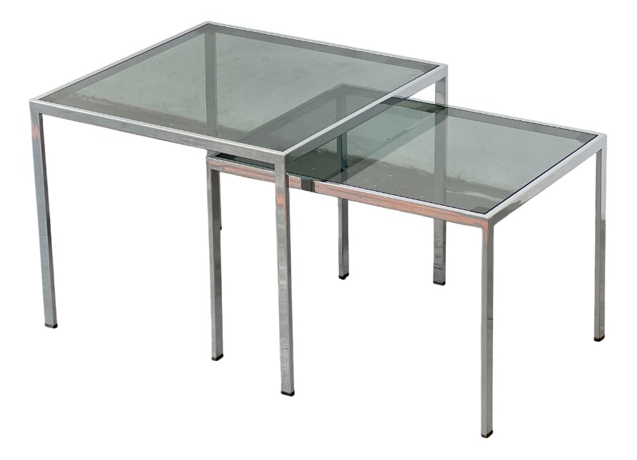 Glass and Metal Coffee Tables, 1970s, Set of 2 (1 of 3)