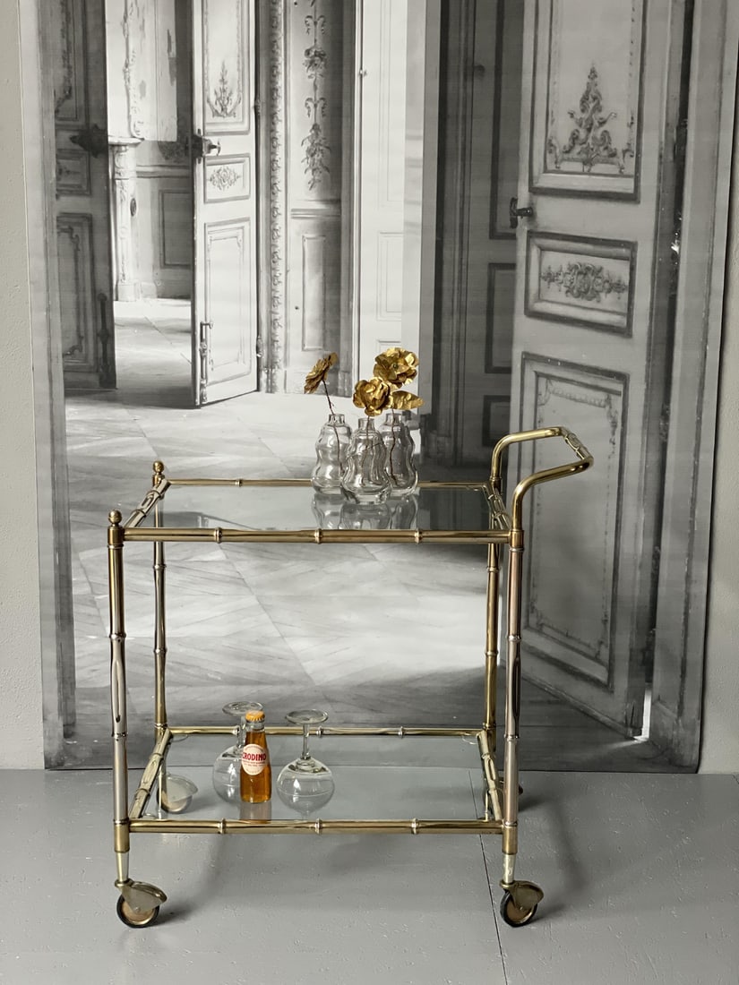 Vintage Golden Bar Cart - 3