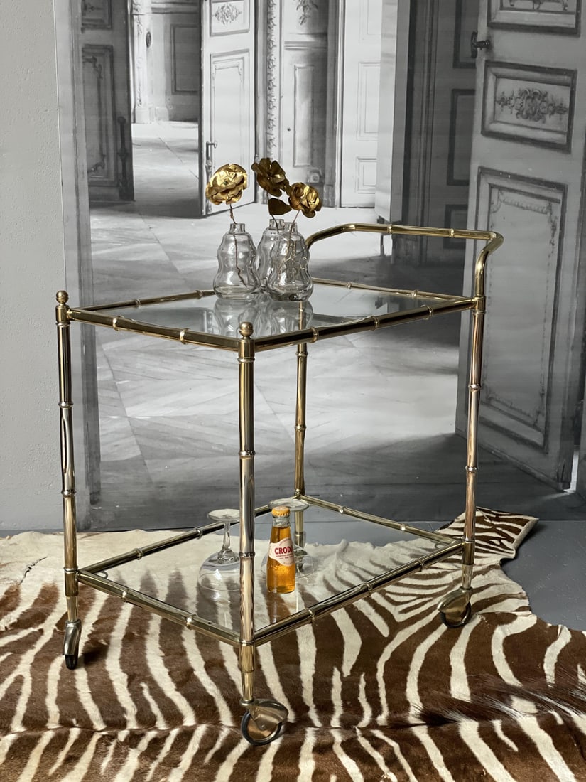 Vintage Golden Bar Cart - 5