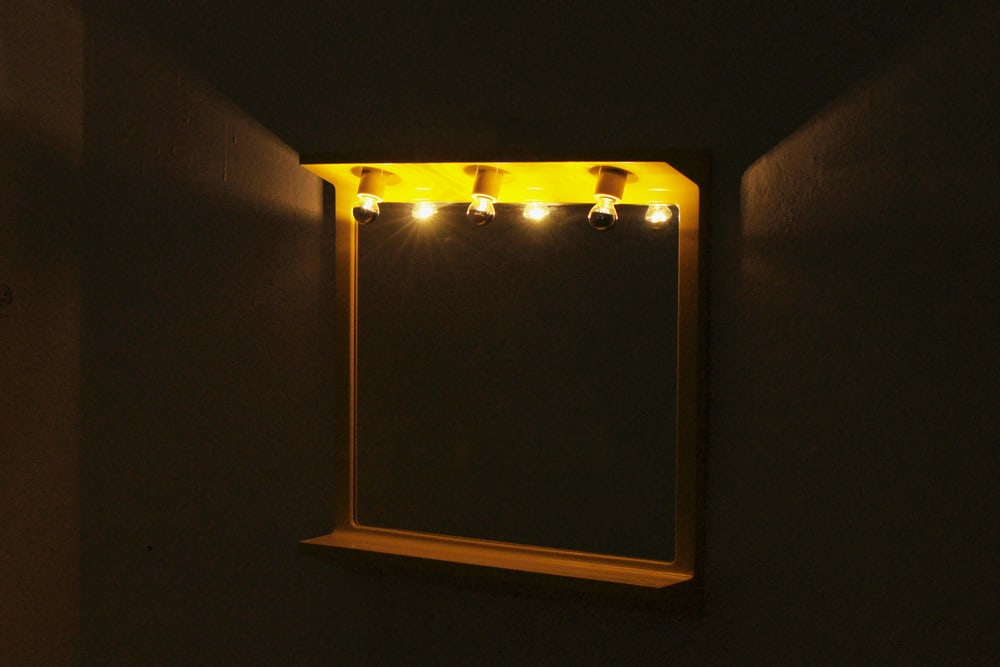 Illuminated Yellow Wall Mirror by Makio Hasuike, 1980s - 4