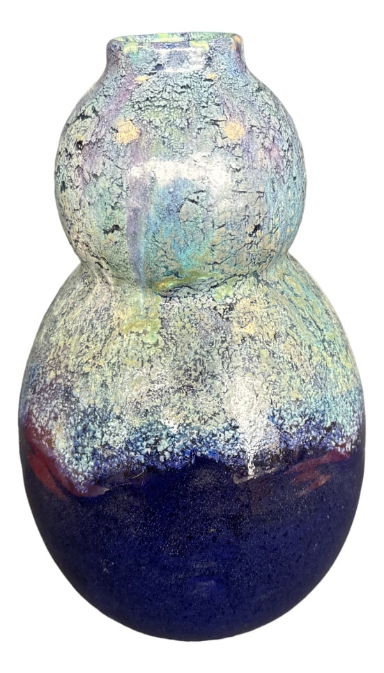 Large Bilobed Ceramic Vase byFelix Gête for CAB, 1920s: Félix Gête and Cab, Céramiques Dart De Bordeaux Country of Manufacture: France Design Period: 1920 to 1949 Production Period: 1920 to 1929 Restoration and Damage Details: Light wear