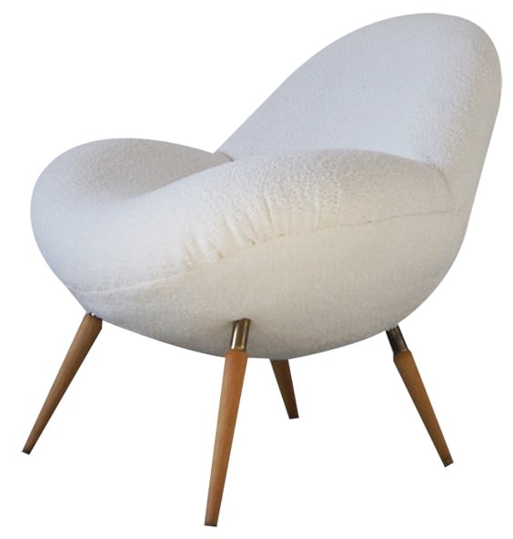 Boucle Lounge Chair by Fritz Neth for Correcta: Fantastic organic shaped armchair designed by Fritz Neth , manufactured by Correcta Foams Company, Germany 1950. Wonderful sculptural pattern , calming form that is both stylish and extremely