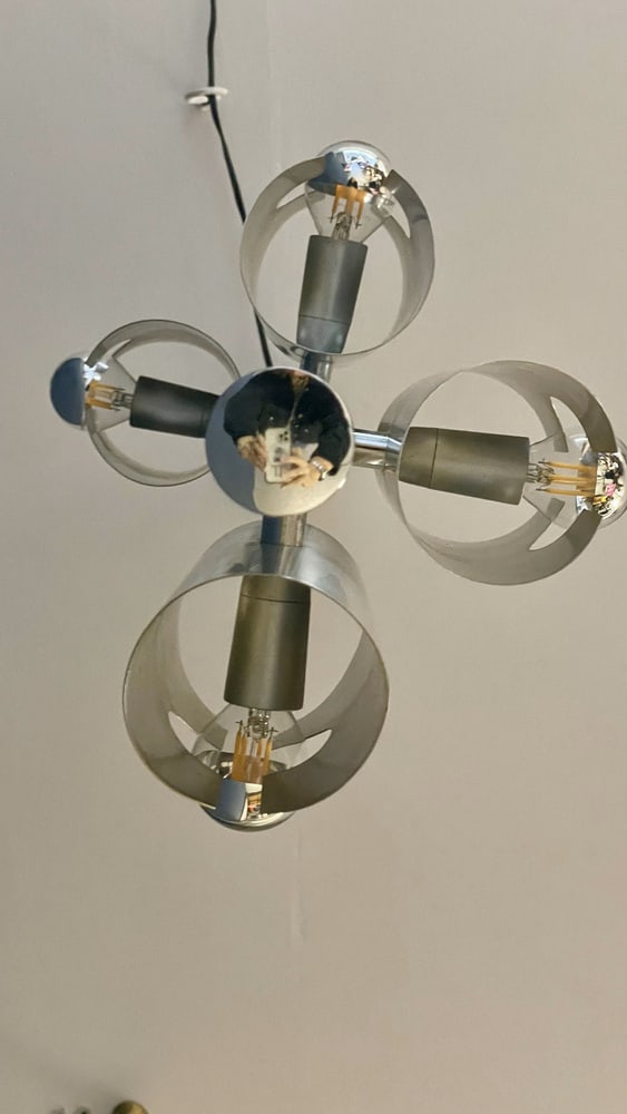 Silver Lamp with 4 Top Bulbs - 13