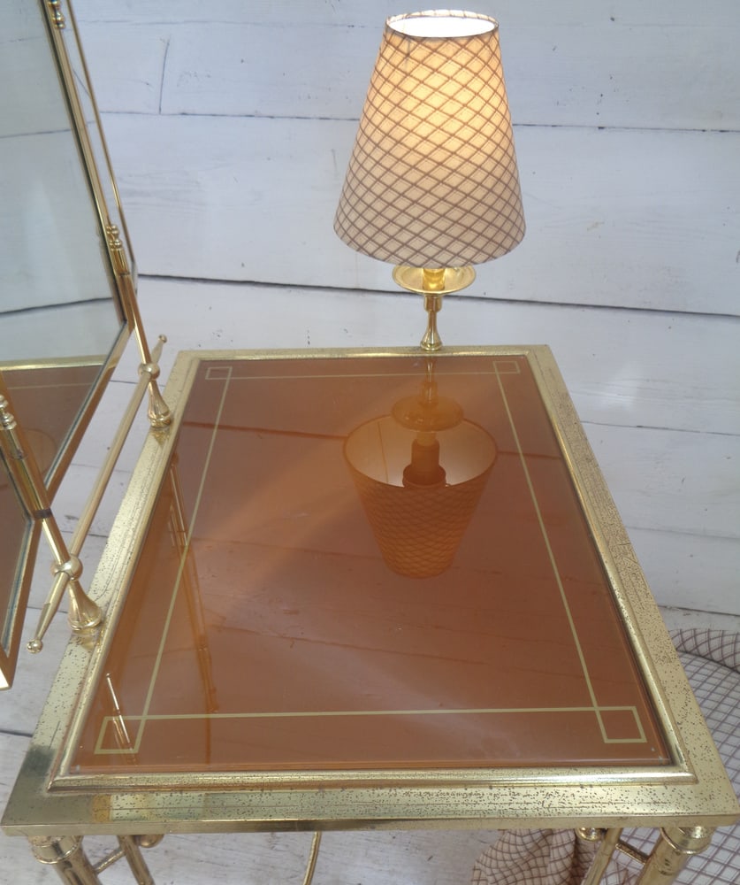 Dressing Table and Seat in Faux Bamboo, 1950s, Set of 2 - 15