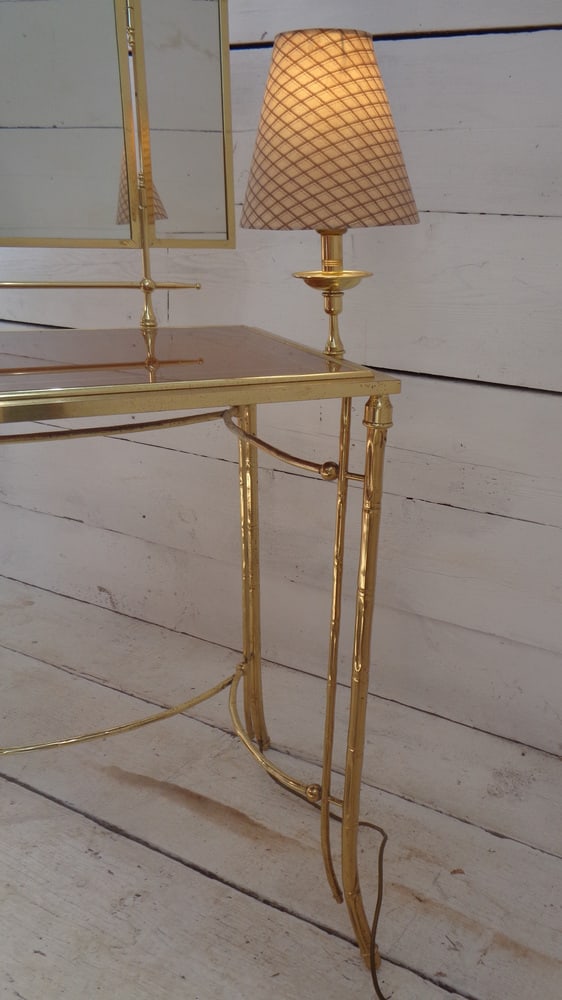 Dressing Table and Seat in Faux Bamboo, 1950s, Set of 2 - 16