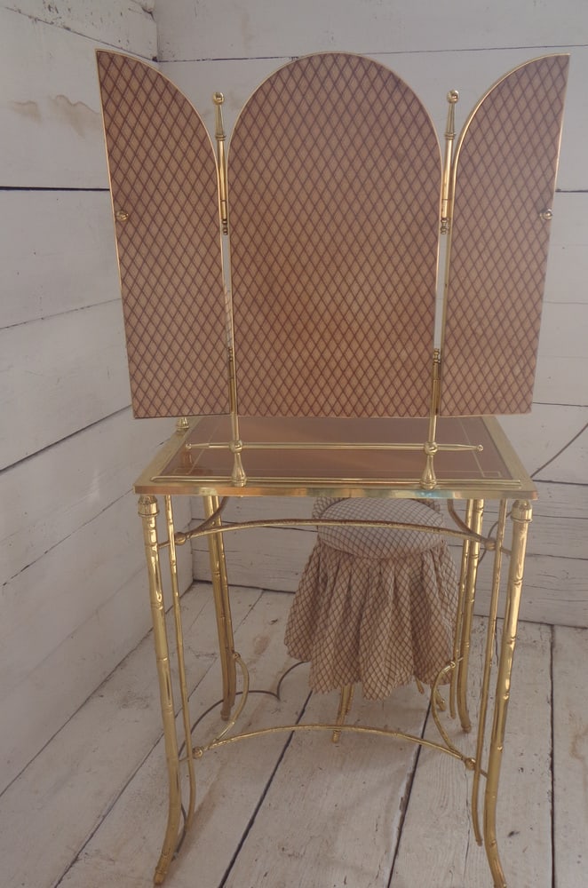 Dressing Table and Seat in Faux Bamboo, 1950s, Set of 2 - 19