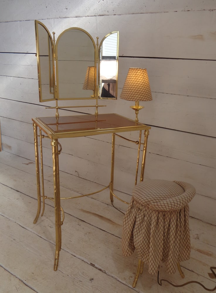 Dressing Table and Seat in Faux Bamboo, 1950s, Set of 2 - 5