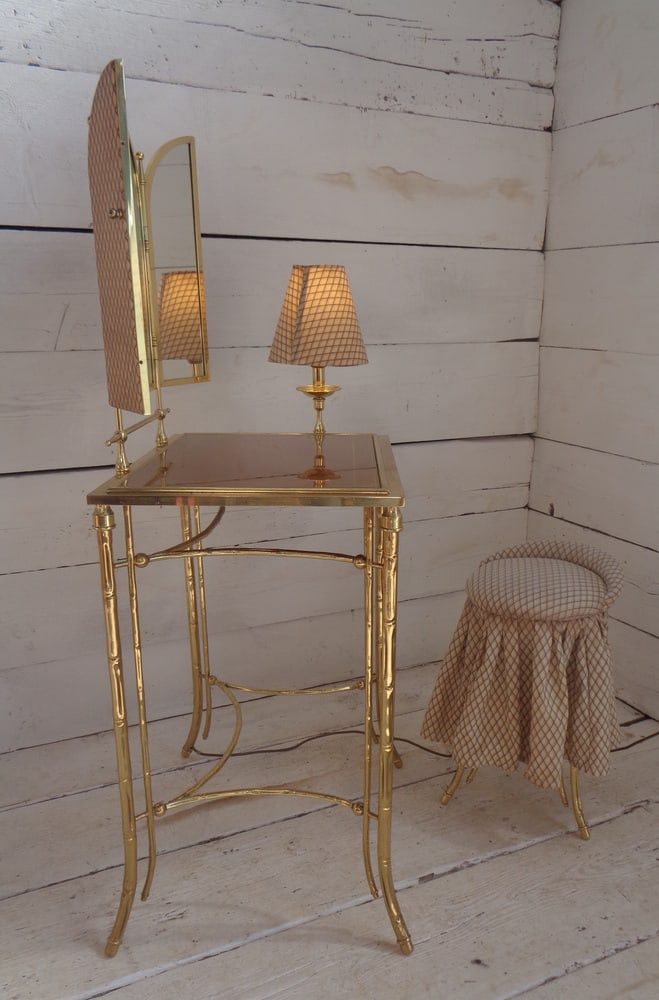 Dressing Table and Seat in Faux Bamboo, 1950s, Set of 2 - 6
