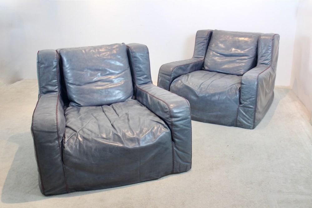 Leather Lounge Chairs by Paoloa Navone, Set of 2 - 10