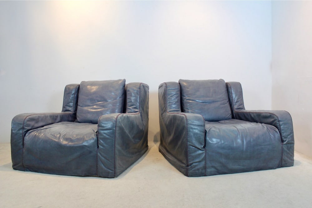 Leather Lounge Chairs by Paoloa Navone, Set of 2 - 5
