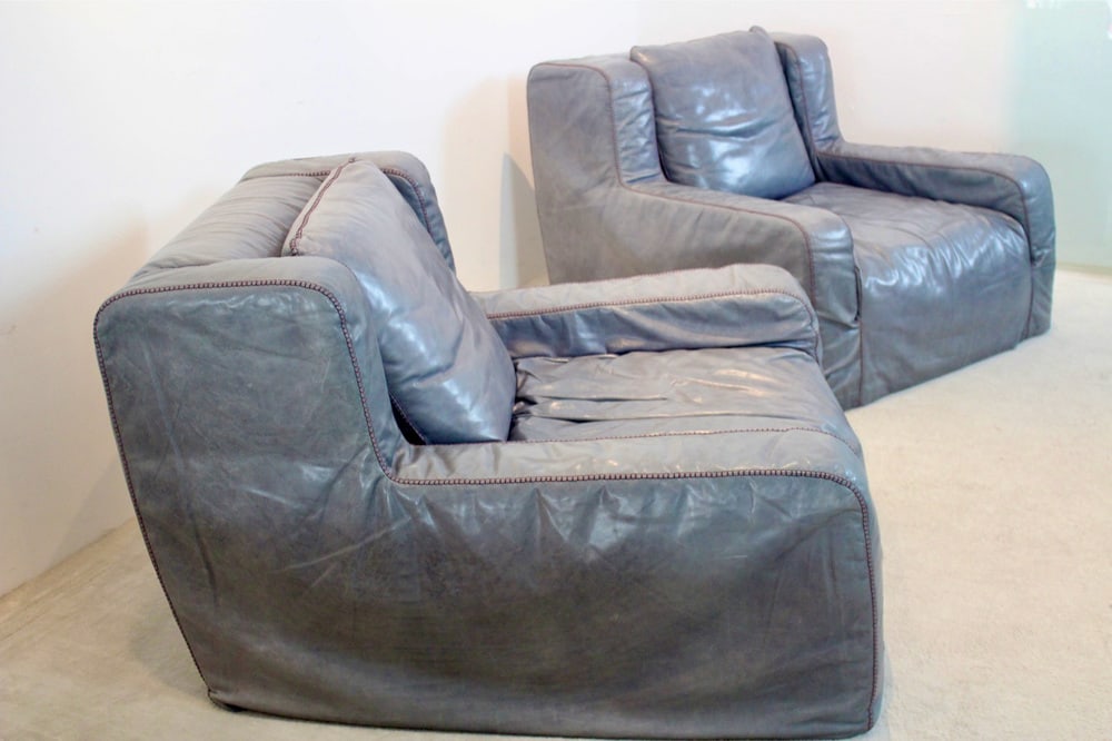 Leather Lounge Chairs by Paoloa Navone, Set of 2 - 8