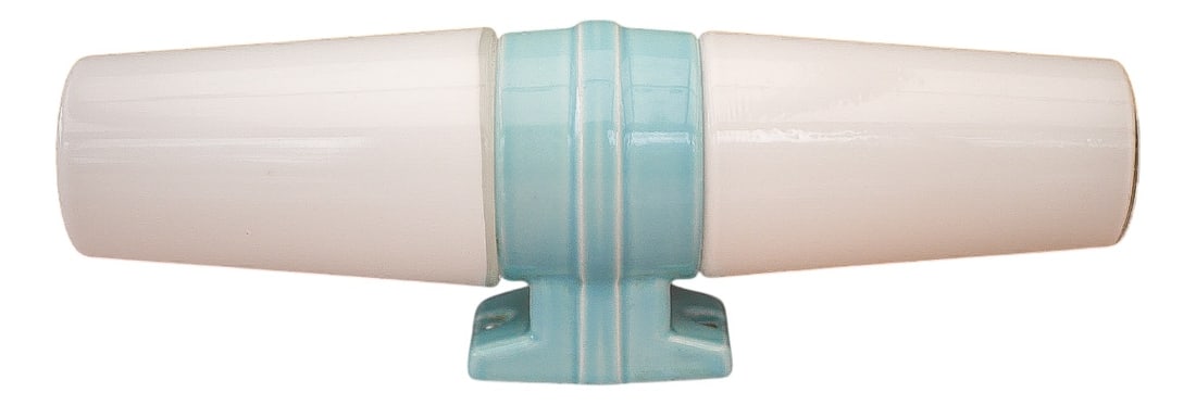 Mid-Century Modern Sconce by Sigvard Bernadotte for Ifö: A rare and highly desirable Mid-Century Modern double porcelain wall sconce for bathroom use, produced by IFÖ, Sweden, in the 1950s. This exceptional example stands out for its beautifully