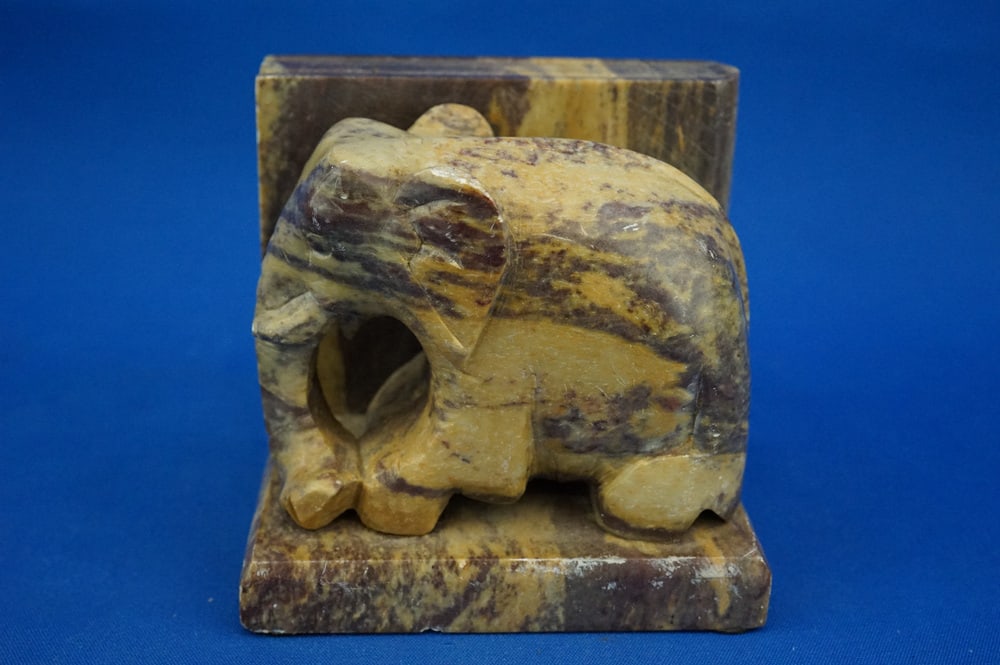 Hand-Carved Soapstone Elephant Bookends, Set of 2 - 10