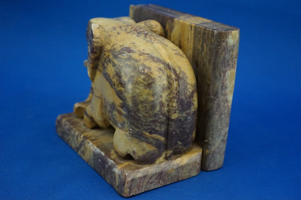 Hand-Carved Soapstone Elephant Bookends, Set of 2 - 11