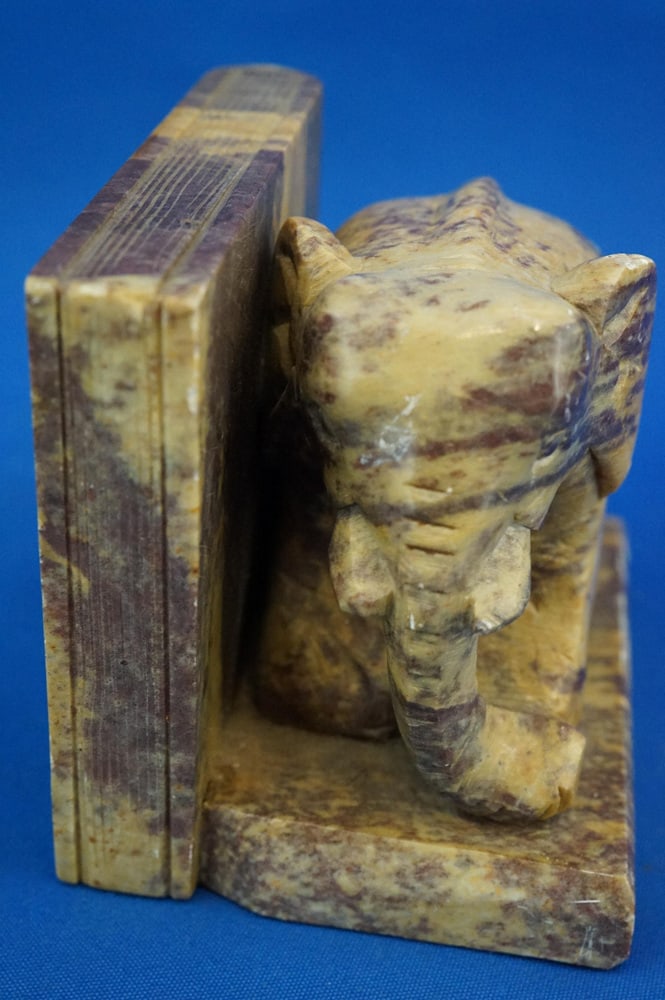 Hand-Carved Soapstone Elephant Bookends, Set of 2 - 13