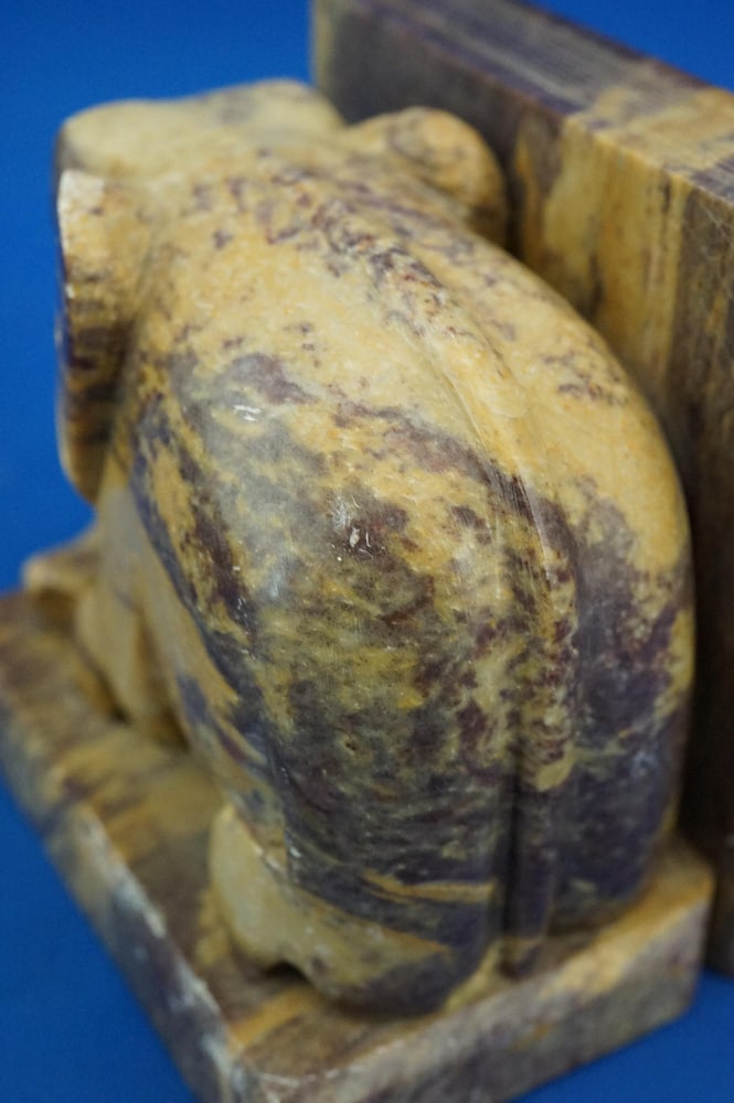 Hand-Carved Soapstone Elephant Bookends, Set of 2 - 16