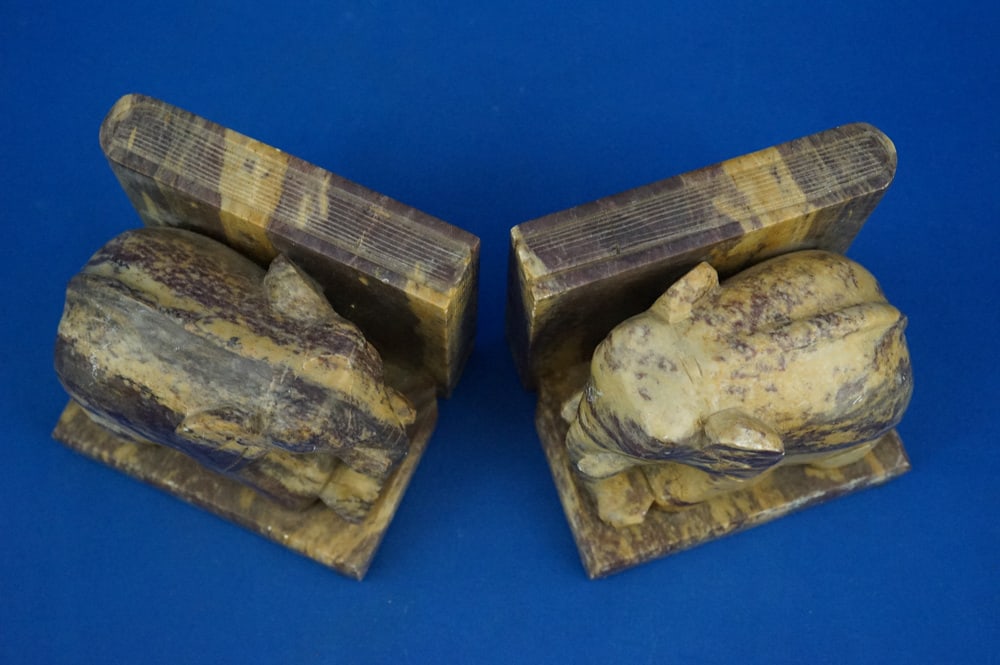 Hand-Carved Soapstone Elephant Bookends, Set of 2 - 9