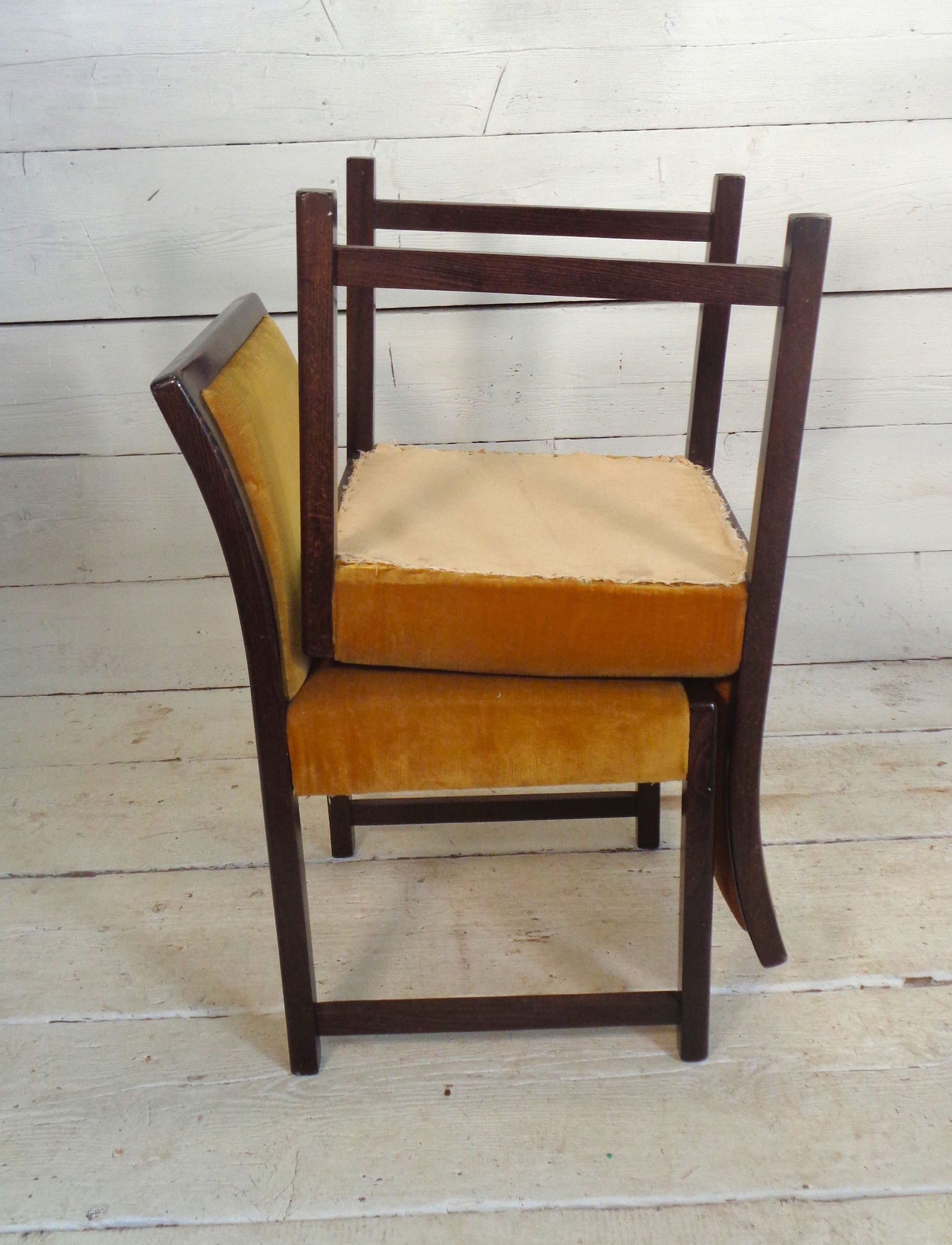 Chairs in Beech and Gold Silk Velvet, 1980s, Set of 4 - 10