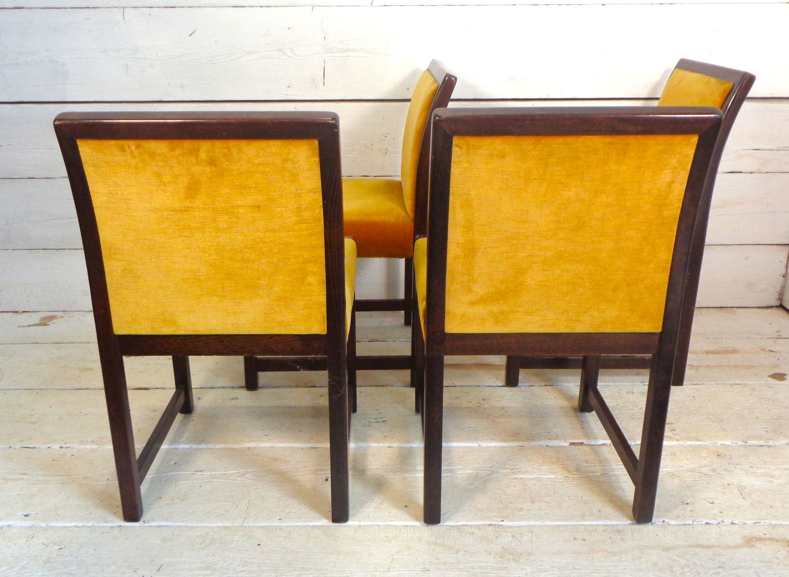 Chairs in Beech and Gold Silk Velvet, 1980s, Set of 4 - 5