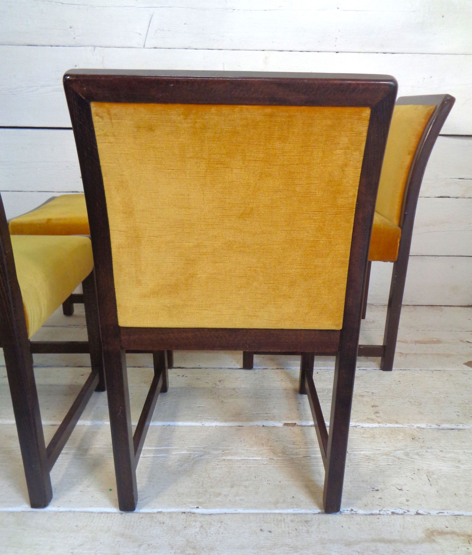 Chairs in Beech and Gold Silk Velvet, 1980s, Set of 4 - 9
