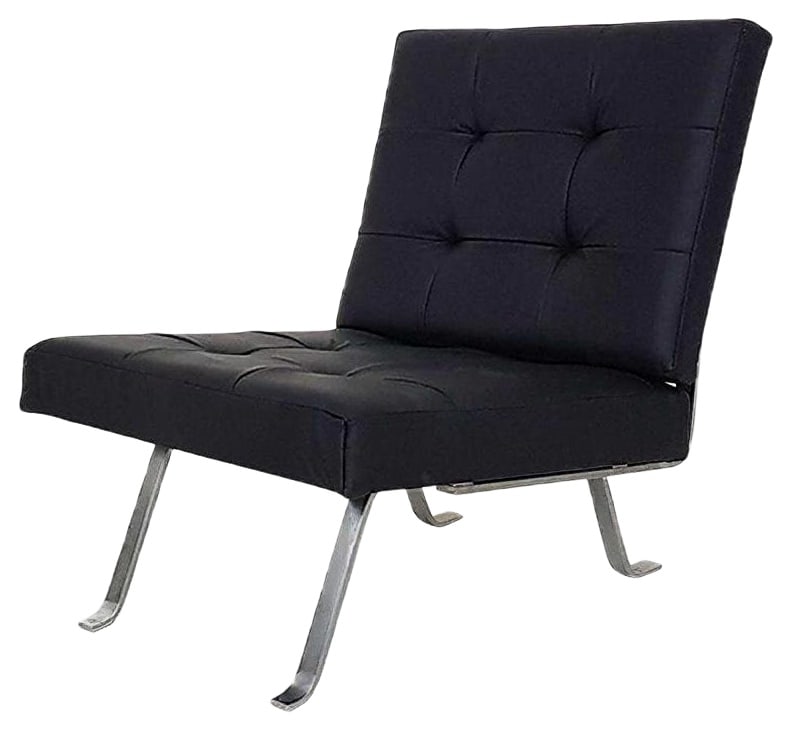 AP60 Lounge Chair by Salomonson for AP Originals, 1960s: Metal frame and cushions reupholstered in black leather.AP originals was a furniture manufacturer from the Netherlands that only made high quality furniture. AP Originals worked together with many fam