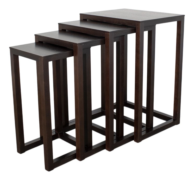 Tables by J. Hoffmann for Wittmann 1980s, Set of 4: Set of 4 tables 29 x 29 cm, H 59 cm36 x 32,5 cm, H 62 cm43 x 36 cm, H 66,5 cm50 x 40 cm, H 70 cm. Country of Manufacture: Austria Design Period: 1890 to 1919 Production Period: 1980 to 1989 Restoratio