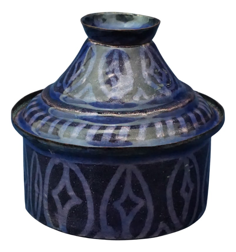 Futurist Vase by Paolo De Poli, Italy, 1940s: Fabulous rare copper vase, entirely handmade and embellished with lustre enamels. Created by the famous artist Paolo De Poli, unsigned. An extremely rare item and therefore quite easy to attribute,