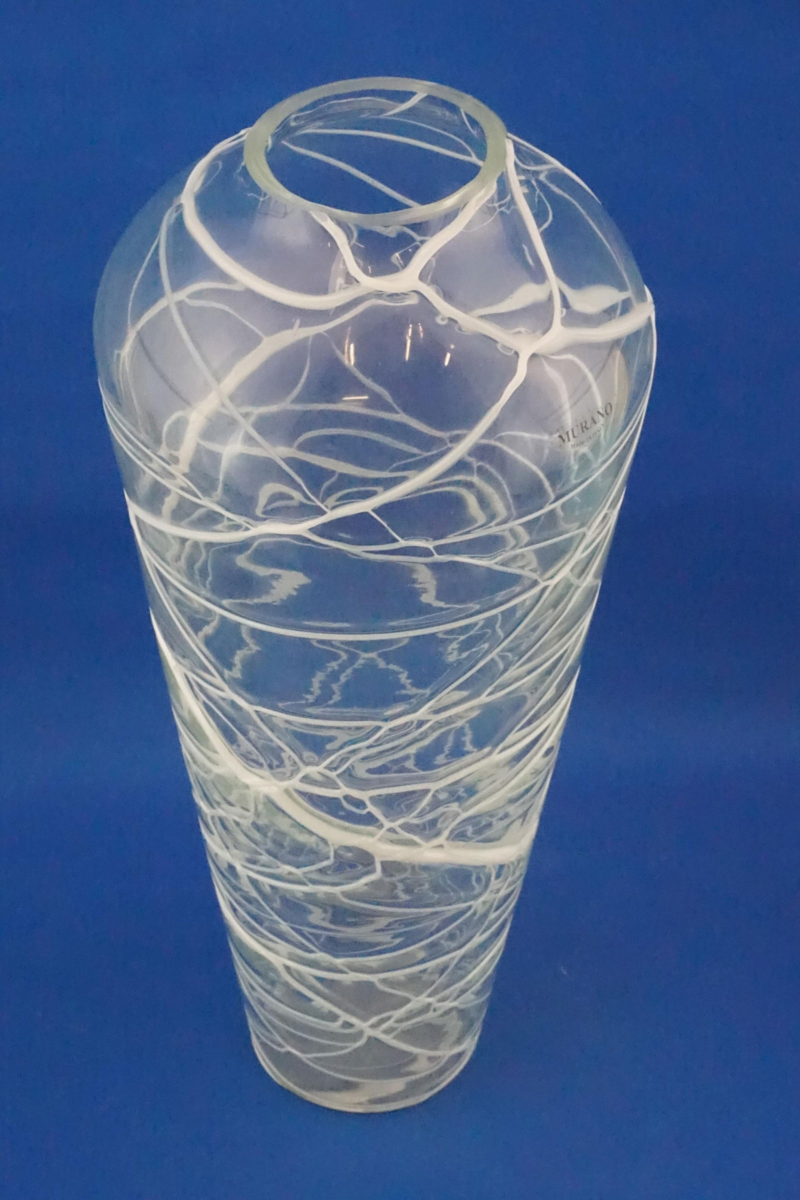 Murano Glass Vase in White Glass Paste Lattice, 1940s - 10